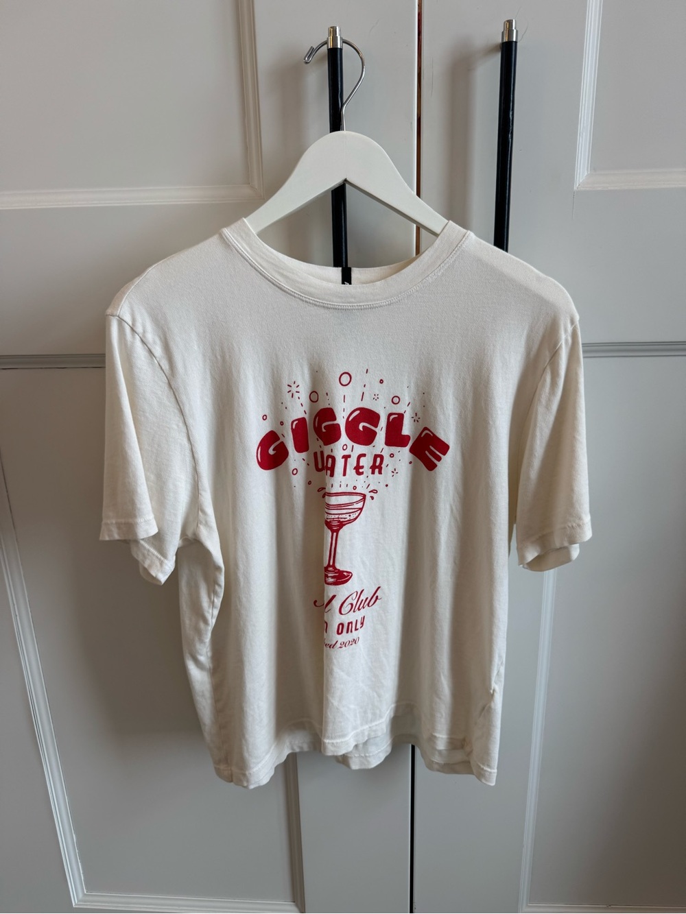 ASKK NY White 'Giggle Water' Tee with Red Graphic